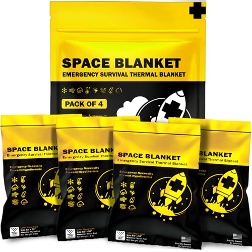 EVERLIT Emergency Mylar Thermal Blankets -Space Blanket Survival kit Camping Blanket Perfect for Outdoors, Hiking, Survival, Bug Out Bag ,Marathons or First Aid 1(Gold & Silver, 4 Pack)