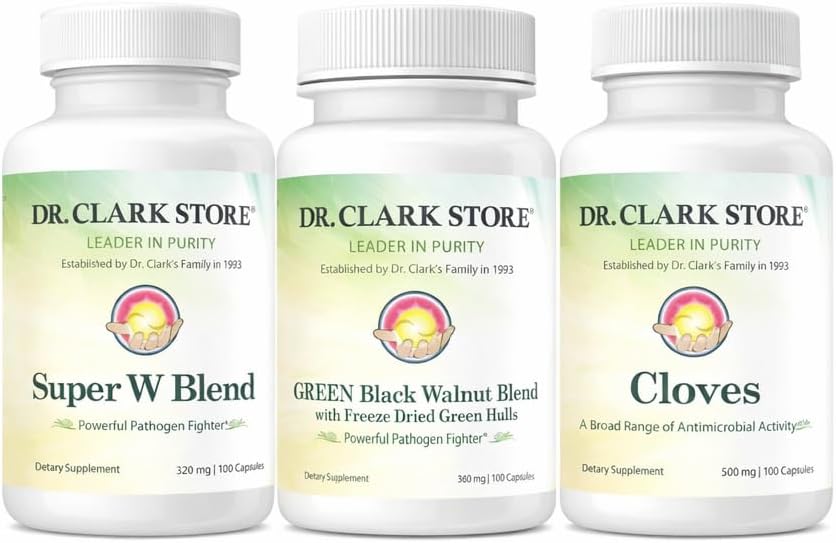 Dr Clark Store Intestine Support & Cleanse Kit – with Freeze-Dried Green Black Walnut Hulls, Wormwood, and Cloves-Helps Maintain Optimum Intestinal Function
