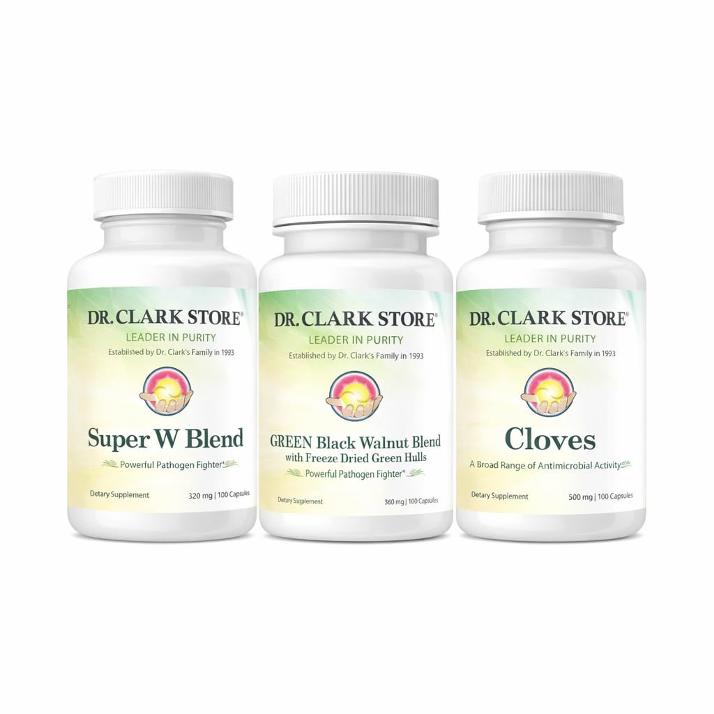 Dr. Clark Store Intestine Support & Cleanse Kit - With Freeze-Dried Green Black Walnut Hulls, Wormwood, and Cloves-Helps Maintain Optimum Intestinal Function
