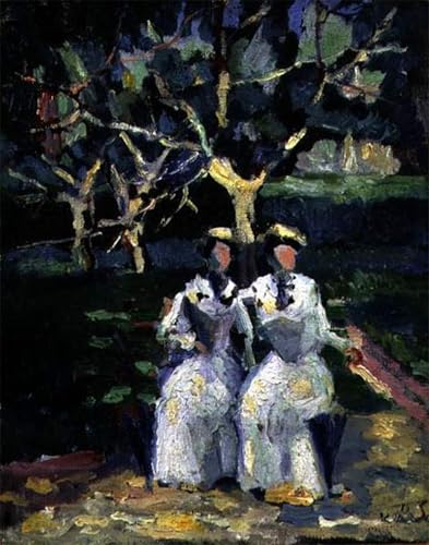 Peinture murale Deux femmes dans un jardin Malevitch pour sublimer un salon moderne