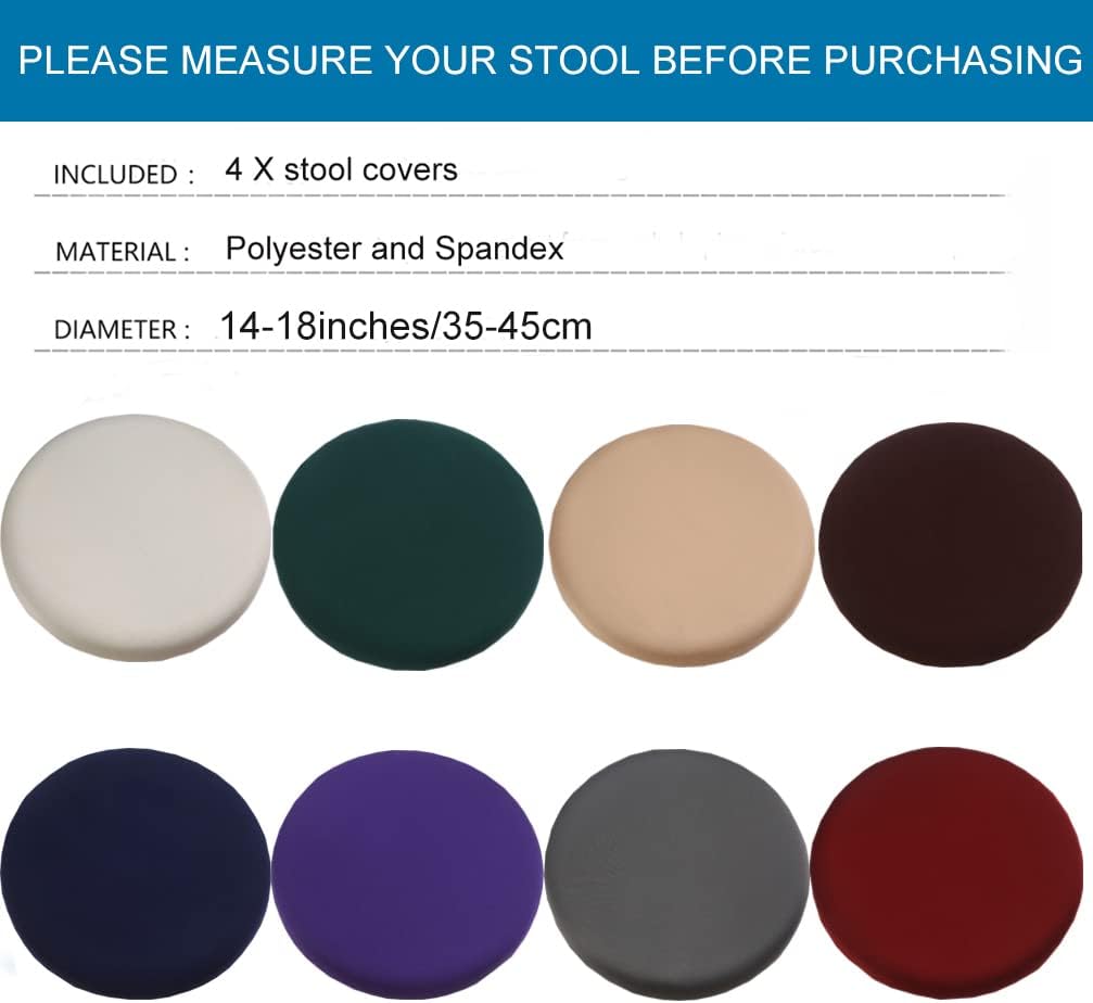 ANWUCHEN Stool Covers - 4 Soft, Stretchable Round Bar Stool Cushions for 13-18 Inch Wooden/Metal Chairs (Coffee)
