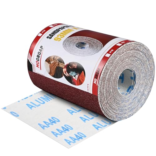 Image of MOGRQAP Sandpaper Roll 93mm x 5m, 40 Grit Abrasive Paper Rolls Wet and Dry