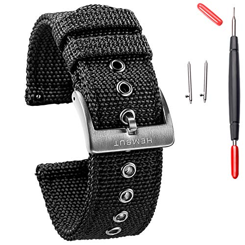 Torbollo Canvas Watch Band for Women, 18mm Quick Release Soft Sturdy Breathable Replacement Watch Straps for Men with Heavy Duty Brushed Buckle