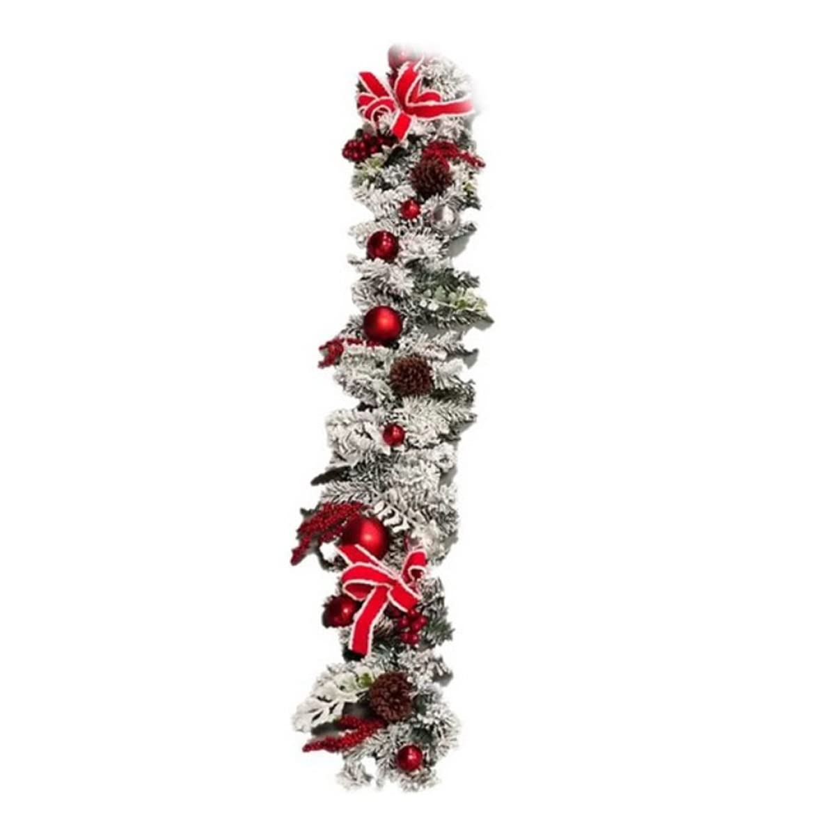 Garlande de Noël enneigée artificielle sans perte d'épines pour arbre et mur