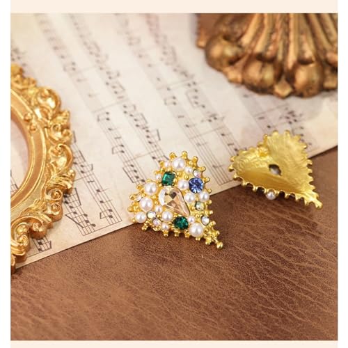 Boucles d'oreilles perles et strass en cœur rétro pour femme - 6