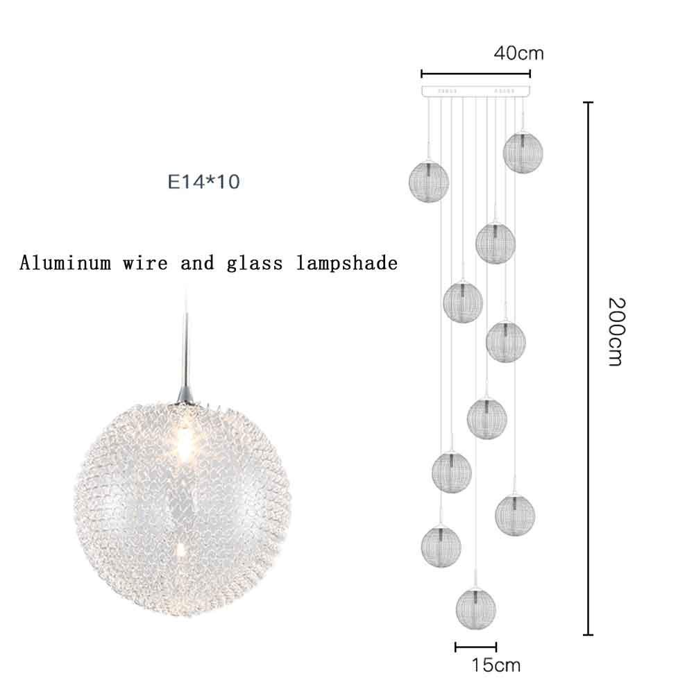 Lámpara de techo de 10 Luces con pantalla de Cristal, para escaleras largas, para restaurante, Sala de estar, Bar, cafetería, Moderna y sencilla, fabricada en China.