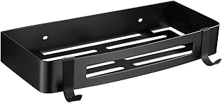 Hoomtaook Etagere Douche Inox Etagere Salle de Bain Douche Serviteur Douche Rangement Organiseur sans Vis sans percage, Auto Adhésif, Pose Murale sans Dégâts pour Salle de Bains Cuisine, Noir