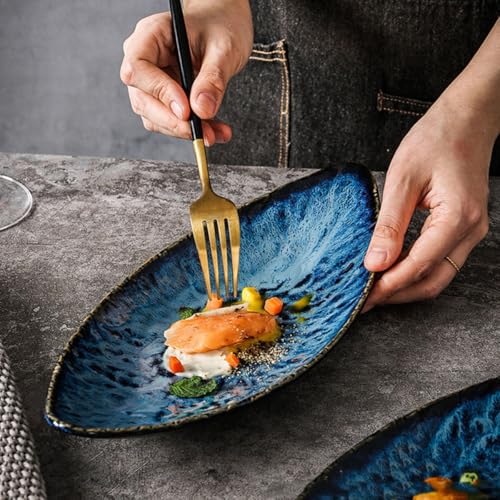 Plato de cerámica para sushi grande KESYOO azul miniatura 7