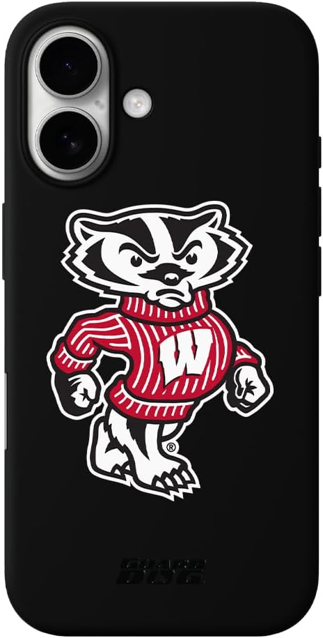 Guard Dog Case Compatible with iPhone 16 - Compatible with MagSafe - Military Grade - Rugged Two Piece Protection - Collegiate Licensed - Wisconsin Badgers - Logo