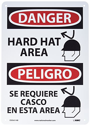 Panneau de chantier Hard Hat Area bilingue NMC pour zone à risque
