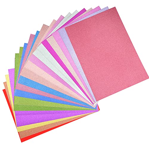 quiodok Papier Paillette Couleur 250 g/m², 20 Feuilles de Mousse Papier A4 Multicolore Caoutchouc Mousse à Paillettes pour DIY Aritisanat Loisirs Créatifs Décorations de Noël Fête (Couleur Aléatoire) Cover