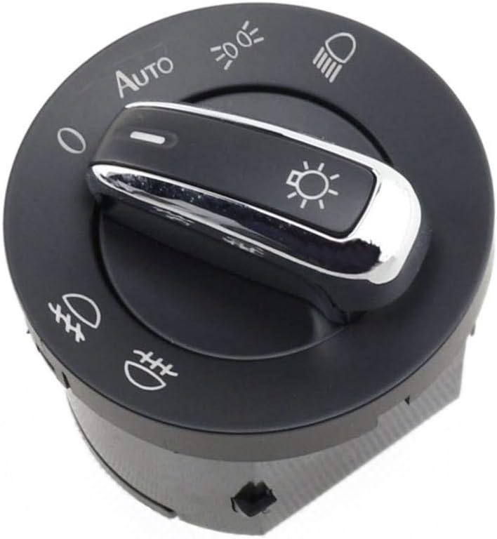 Chrome Euro Headlight Fog Parking Light Switch Control for VW GOLF MK5 MK6 / JETTA MK5 MK6 / PASSAT B6 / 2005-2010 TIGUAN TOURAN / 2009-2014 PASSAT CC 5ND941431A 1K0941431AC