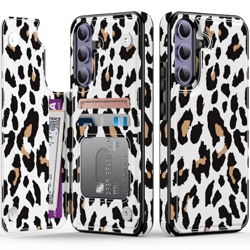 Goodon for Samsung Galaxy S24 Case Wallet - Flip Folio Leather Cover with Trendy Floral Design, 3 Card Slots & Kickstand Function, Protective Phone Case for Women and Girls - Leopard Cheetah - image 1