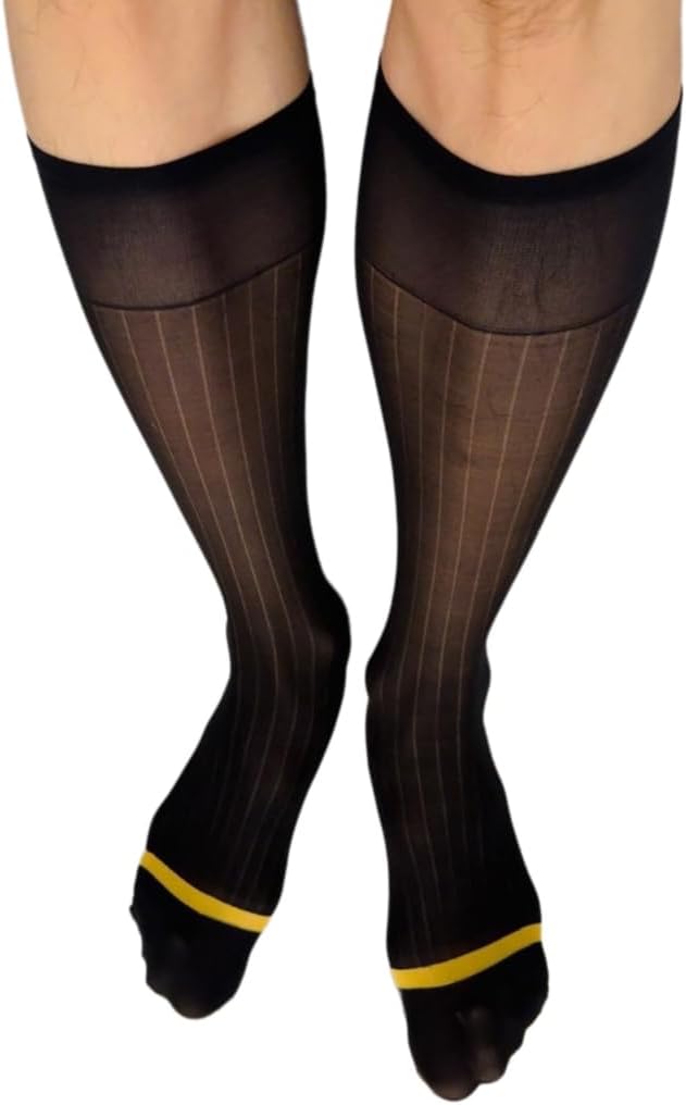 Mens Sheer Business Dress Socks Long Over the Calf Dress or Work Socks Nylon Dress Socks Knee Highs Dress Socks