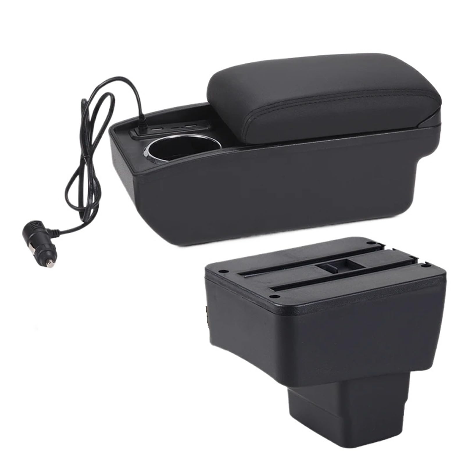 Hguvsjd Armrest Box For Mazda 2 II For CX-3 For CX3 Armrest Storage Box Retrofit Dedicated Interior Accessories Car Armrests(A Black line Fast charging)