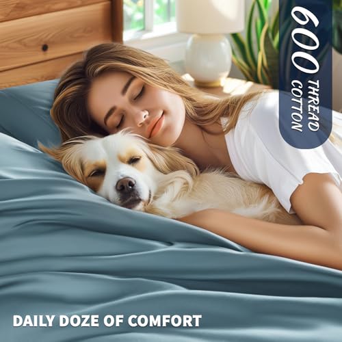 image for Shilucheng 100% Cotton Queen Size Sheets Set - 600 Thread Count，Luxu