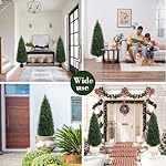 Two 4ft Artificial Plants Topairy Faux Cedar Trees for Outdoor Planters, 48IN Tall Fake Pine Bushes UV Resistant Large Potted Shrubs for Front Porch Décor - Image 4