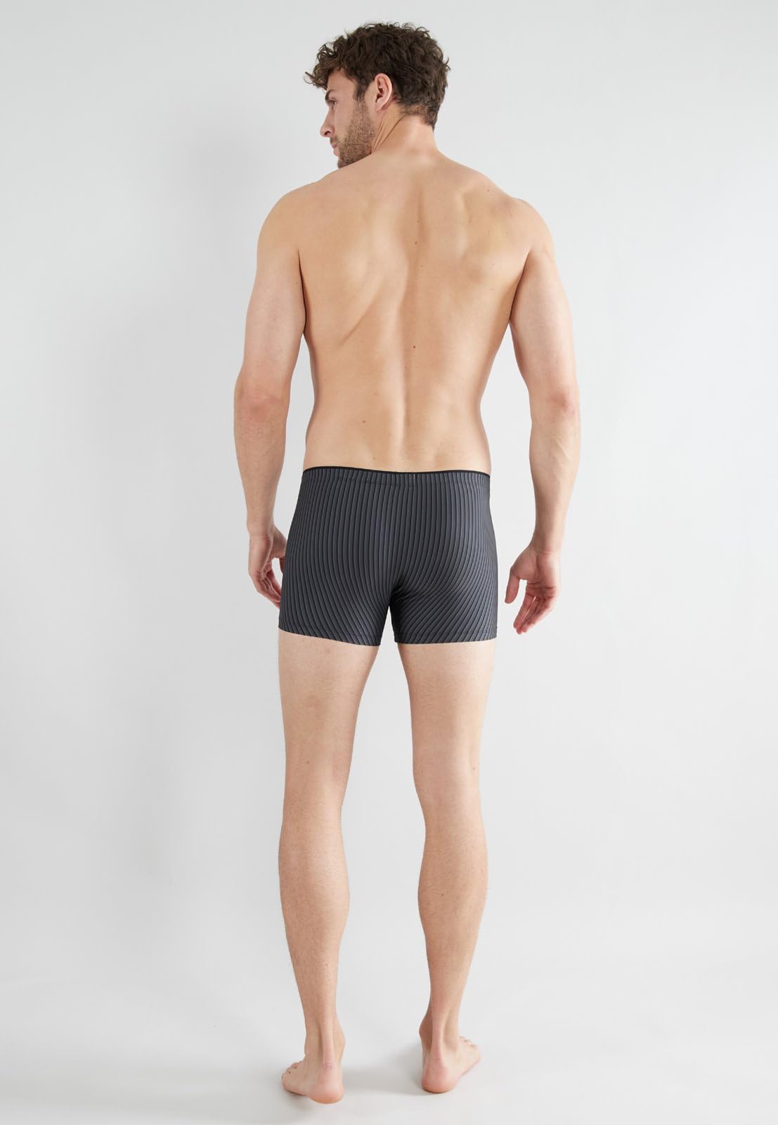 Götzburg Boxer da Uomo in Microfibra, Traspiranti, Molto Morbidi, Comodi, a Righe, Colore: Nero/Grigio