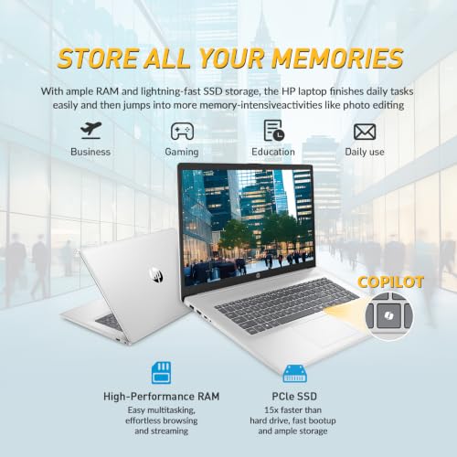 Image of HP 17 Inch Laptop Touchscreen Computer, 17.3 HD+ Touch Screen Business Laptop, AMD Ryzen 5(6-Cores), Windows 11 Pro, 10-Key Number Pad, 32GB RAM 512GB SSD