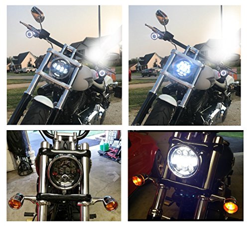 Cowone 80W 5 3/4" 5.75 Inch Led Projector Headlights Compatible With Motorcycles Headlamp Driving Lights (Dot Approved) Black #TOP7
