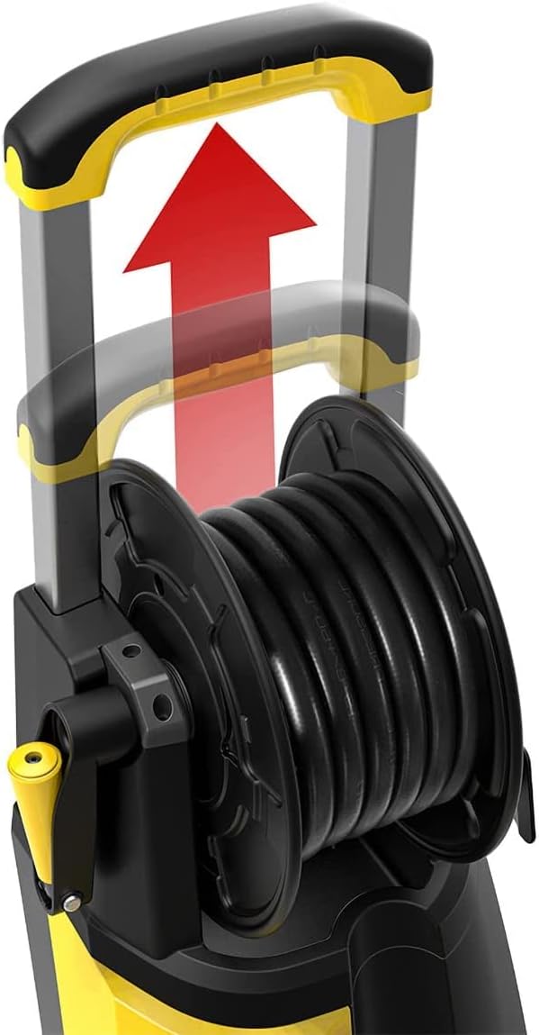 Extending the handle and hose reel on the pressure washer