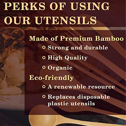Bamboomn Premium Solid Bamboo Dinner Fork 8" - All Natural Reusable Dinnerware - 10 Pcs #TOP2