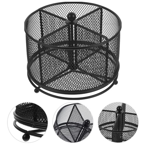 Soporte para cubiertos de metal negro con rotación fluida y acabado Premium 7