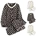 Women's Flannel Floral Pajamas Set Cute Lace Trim Long Sleeve Sleepwear Loose Button Down Pjs 2Pcs Lounge Sets Winter Nightwear