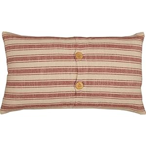 Piper Classics Market Place Red Ticking Flag Throw Pillow Cover 12 x 20 Betsy Ross Historical Flag Patch Country Primitive Farmhouse Americana Patriotic Independence Day