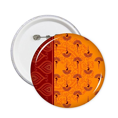 Badge bouton motif rond art grain orange répétition d'impression en tissu 5pcs