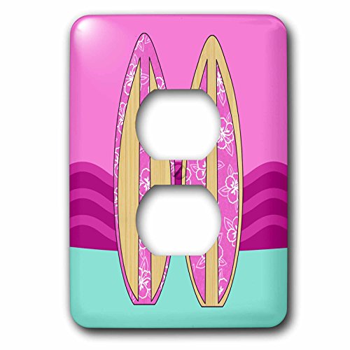 Cache-prise mural decoratif lsp_77550_6 illustration planche de surf rose aqua