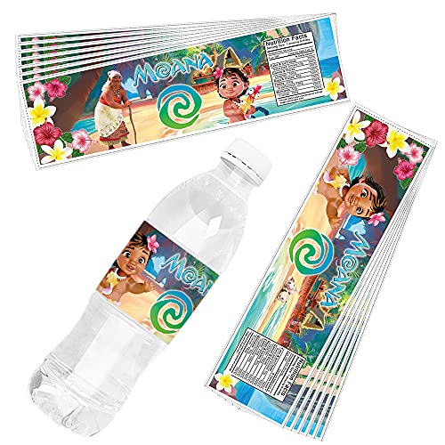 ONE PHOENIX Moana Water Bottle Stickers Party Supplies,Waterproof Beverage Juice Drink Birthday Bottle Labels Party Favors for Boys and Girls