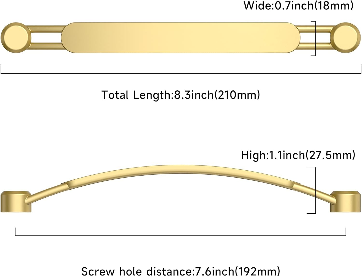 Asidrama 10 Pack 7.5 Inch(192mm) Brushed Gold Kitchen Cabinet Handles, Cabinet Pulls Kitchen Cabinet Hardware for Cupboard Drawer Pulls
