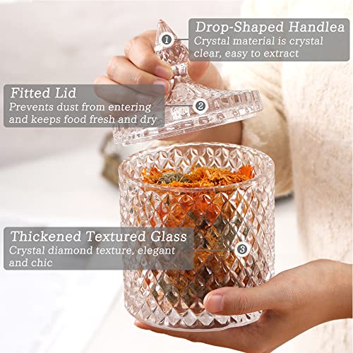 BOJVESH 2Pcs Clear Glass Crystal Diamond Candy Jar, Candy Buffet Storage with Crystal Lid - Image 3