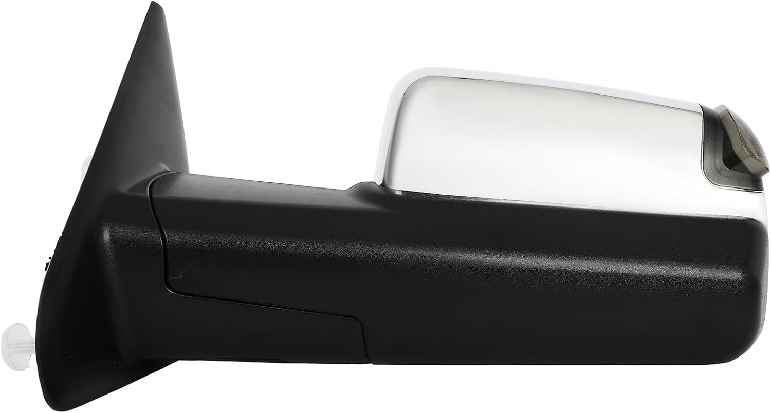 Towing Mirrors Fit For 2002-2008 For Dodge For Ram 1500 2500 3500 Pickup A Pair Of With Power Adjusted Heated Turn Signal Light with Chorme Cap Housing Manual Folding and Flip Up