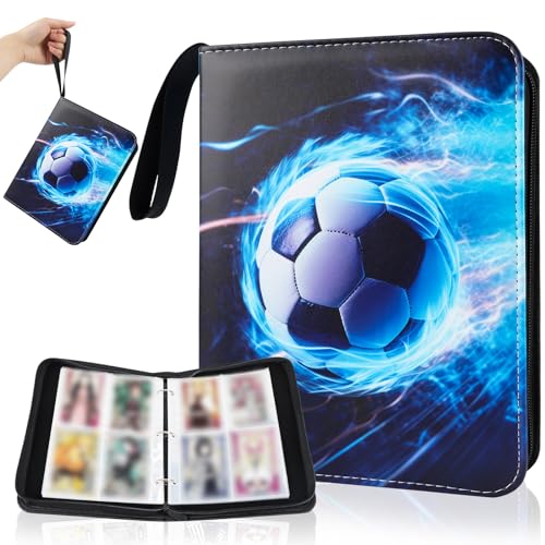 Álbum de tarjetas coleccionables, 50 páginas, álbum de recortes, tarjetas de fútbol, 400 tarjetas de fútbol, álbum de colección para diferentes tarjetas de tamaño estándar, tarjetas de fútbol, póquer,