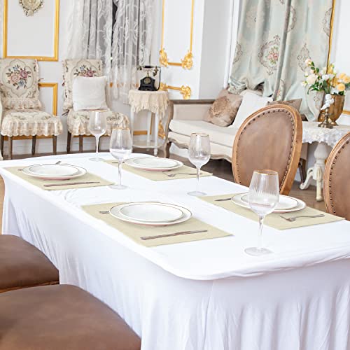 Rinpon Cloth Placemats Set Of 8, Linen Type Fabric Placemats Machine Washable Placemats Heat Resistant Placemats Wrinkle Free Thick Polyester Kitchen Place Mats For Dining Table (Beige) #TOP5