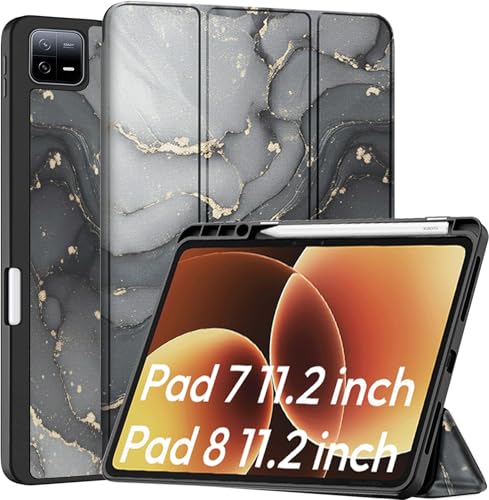 Image of Robustrion Cover for Xiaomi Mi Pad 8 /8 Pro /Xiaomi Pad 7 /7 Pro 11.2 inch Cover Case with [Pencil Holder], Trifold Flip Case Cover for Xiaomi Pad 7 /8 Cover [Auto Sleep Wake] - Ocean Black