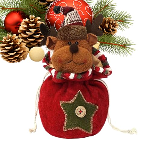 クリスマス編み込みバッグ,クリスマス生地収納バッグ,再利用可能なお菓子包装ラッピング袋 子供 男の子 女の子 - キャンディとお菓子の包装に最適