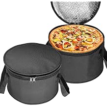 2 Pack 11X7 inch Oversized Insulated Round Thermal Casserole Food Carrier,Reusable Insulated Lunch Cooler Bag,Pie Carrier for Potluck,Picnics,Collapsible Cooler for Hot/Cold Food Black