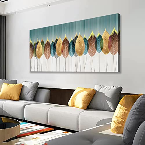 Colorful Leaves Pictures Canvas Wall Art For Living Room Bedroom Or Bathroom Wall Decor,Abstract Leaves Wall Art Print Paitnings For Home Decor,Abstract Painting Waterproof Stretched Ready To Hang-20X40Inches #TOP6