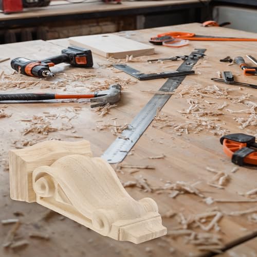 Unfertige Holzkonsole Dekorative Aus Holz Geschnitzte Konsolen Unbemalte TüRdekoration Geschnitzte Ecke Onlay Konsole EuropäIschen Stil Regalhalterungen FüR Eckschrank Kaminsims (10*18*6 CM)
