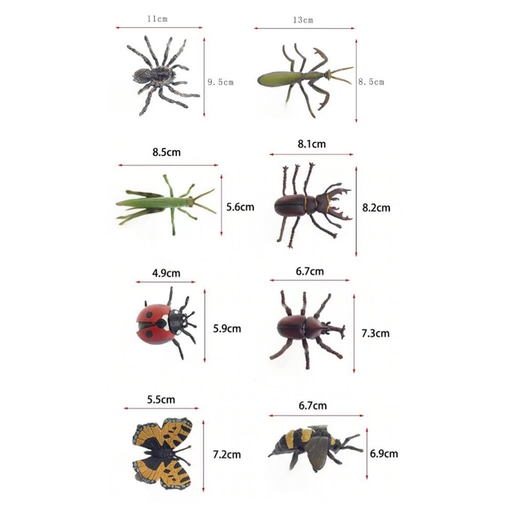 Montessori Insekten-Figuren-Set, realistische Käfermodelle Insekten-Tierfiguren für Kleinkind-Sprachlernen (8 Stück)