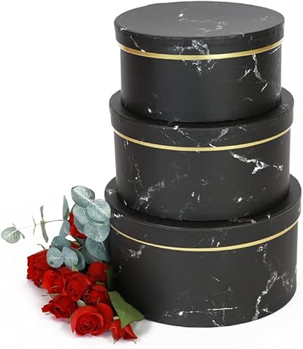 Miniatura 2 de UNIKPACKAGING - Juego de 3 cajas redondas de alta calidad para arreglos florales y de regalo, cajas para almacenamiento, decoración del hogar