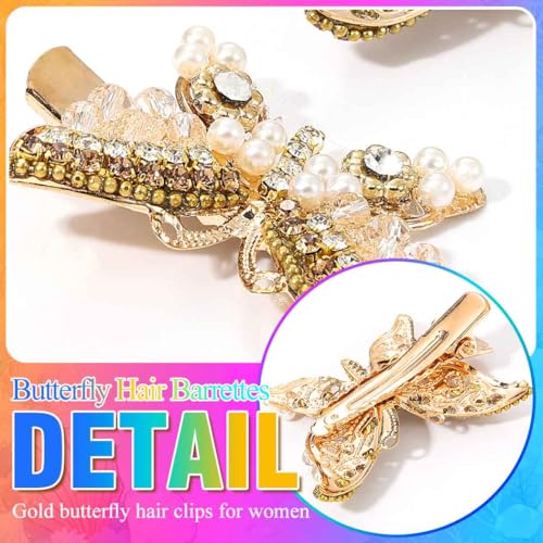 Pinzas para cabello en forma de mariposa dorada pack 2 miniatura 4