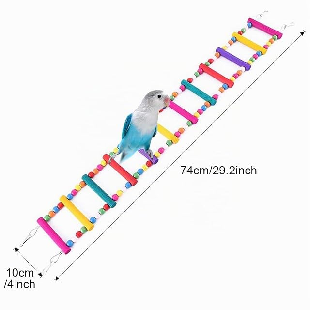 Foto 2 de 7 de MEISO 74 x 10 cm juguetes para pájaros para loro escalera, columpio, entrenamiento arco iris puente para loros