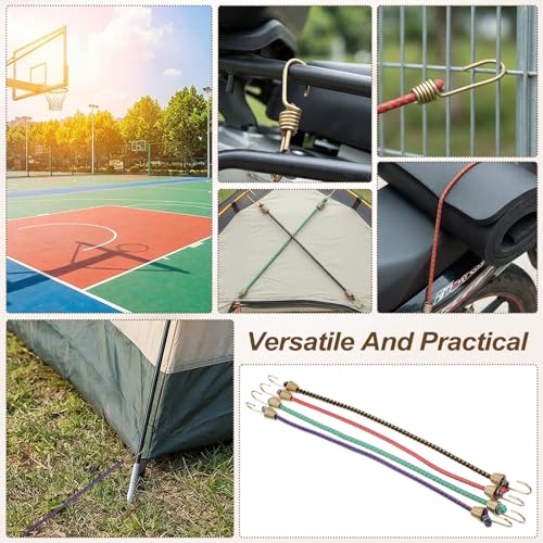 Sorcristy Lot de 12 mini tendeurs élastiques avec crochets, 25,4 cm réglables en caoutchouc pour sécuriser les bâches, bagages, camping, activités intérieures et extérieures – vue 7