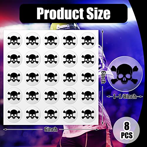 Image of Leinuosen Helmet Stickers Football Baseball Helmet Decals 1-1 /8 Inch Vinyl Sports Football Decals Self Adhesive Hockey Stickers for Hockey, Lacrosse, Batting(Clear Print Black,Skull)