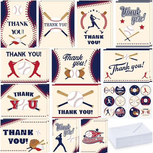 Cartes de remerciement de baseball avec enveloppes lot de 24 AmazingSpark