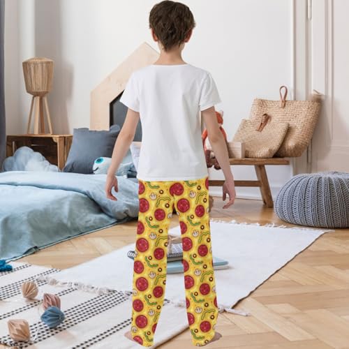 Boy's Pants Pizza Jogger Pants Elastic Waist Long Bottoms Trousers with Pockets 6-14 Years3